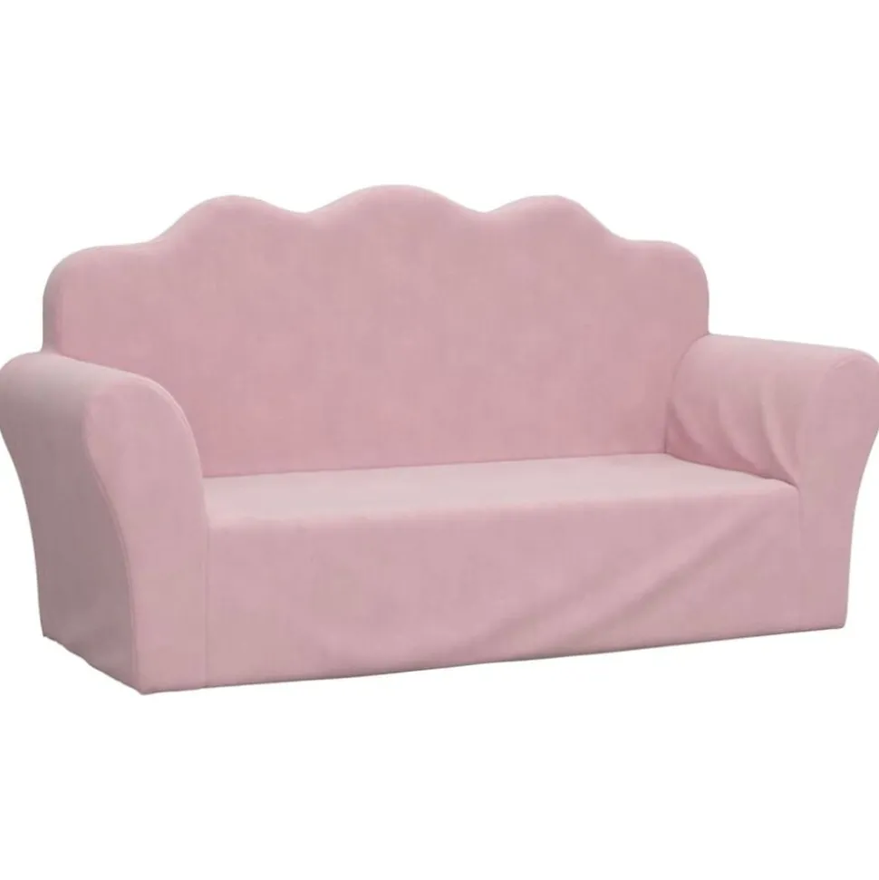 vidaXL Kinderbank 2-zits roze zacht pluche