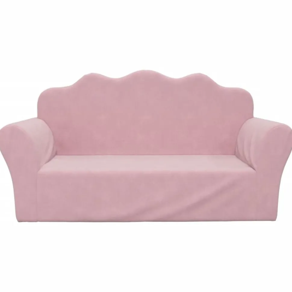 vidaXL Kinderbank 2-zits roze zacht pluche