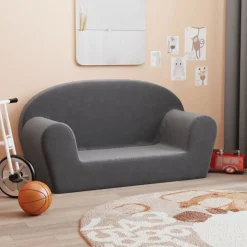 vidaXL Kinderbank 2-zits zacht pluche antracietkleurig
