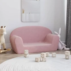 vidaXL Kinderbank 2-zits zacht pluche roze