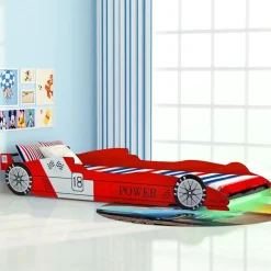vidaXL Kinderbed raceauto met LED-verlichting rood 90x200 cm