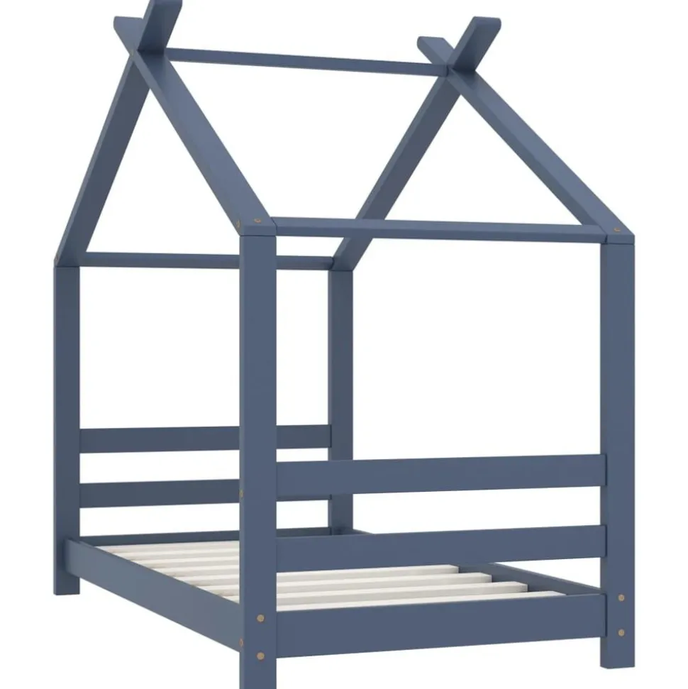 vidaXL Kinderbedframe massief grenenhout grijs 70x140 cm