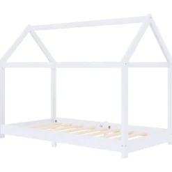 vidaXL Kinderbedframe massief grenenhout wit 70x140 cm
