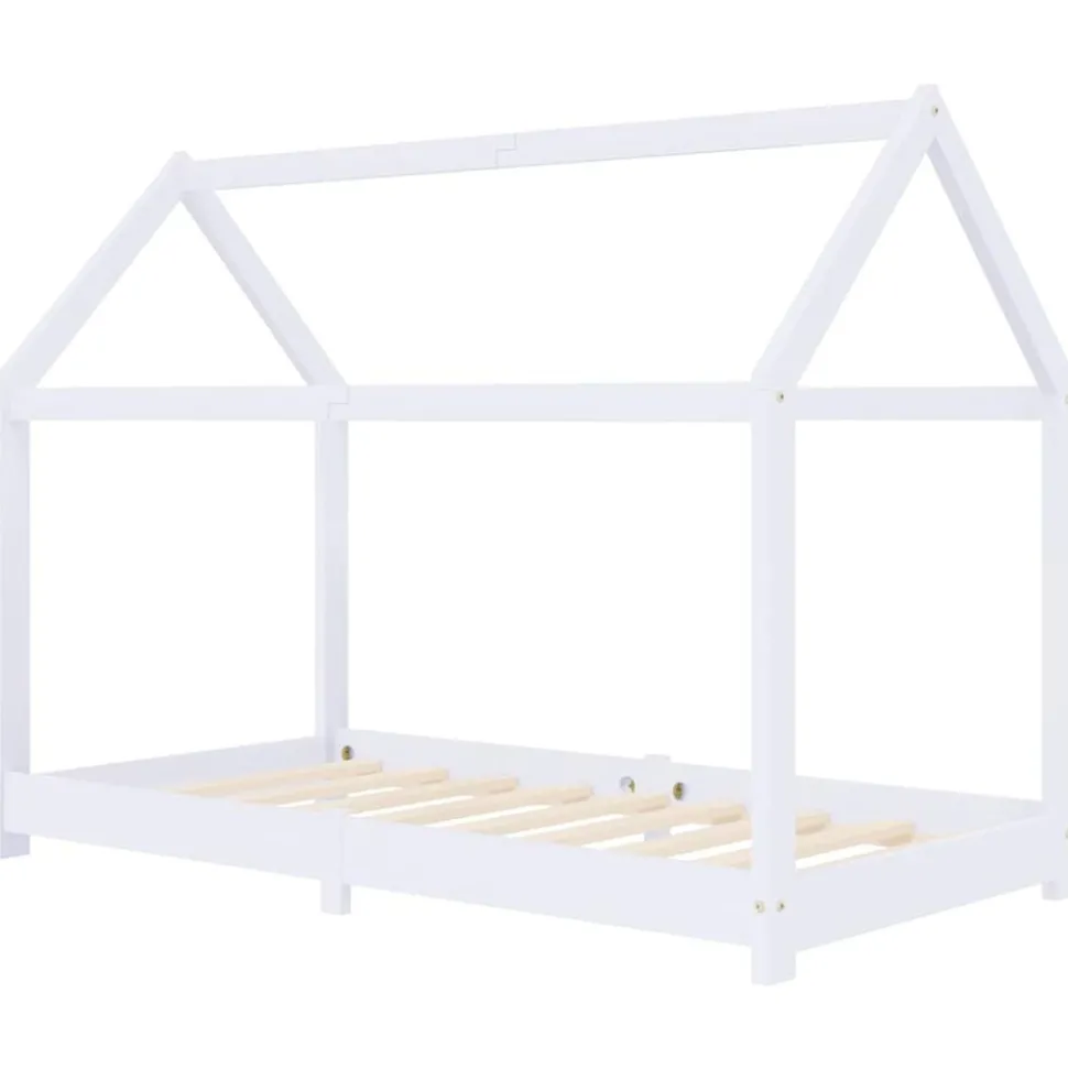 vidaXL Kinderbedframe massief grenenhout wit 70x140 cm