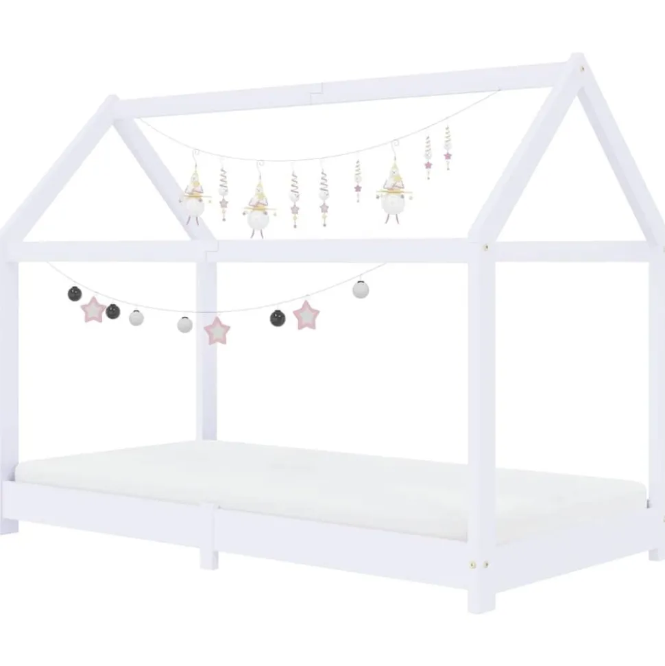 vidaXL Kinderbedframe massief grenenhout wit 70x140 cm