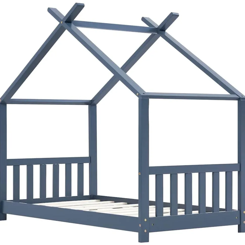 vidaXL Kinderbedframe massief grenenhout grijs 70x140 cm