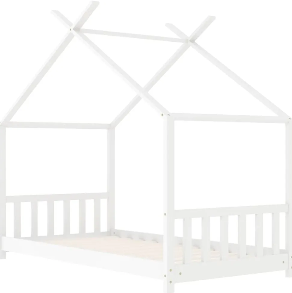 vidaXL Kinderbedframe massief grenenhout wit 70x140 cm