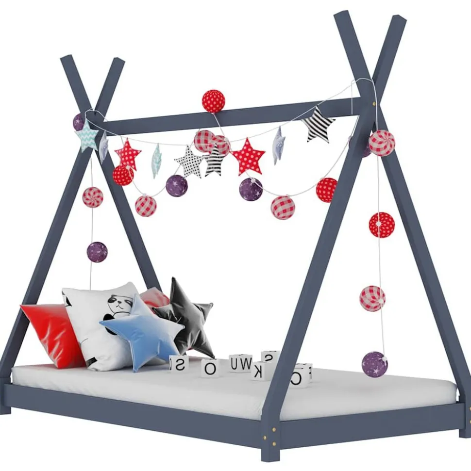 vidaXL Kinderbedframe massief grenenhout grijs 70x140 cm