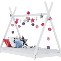 vidaXL Kinderbedframe massief grenenhout wit 70x140 cm