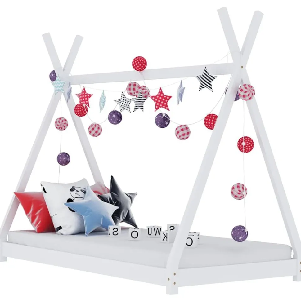 vidaXL Kinderbedframe massief grenenhout wit 70x140 cm