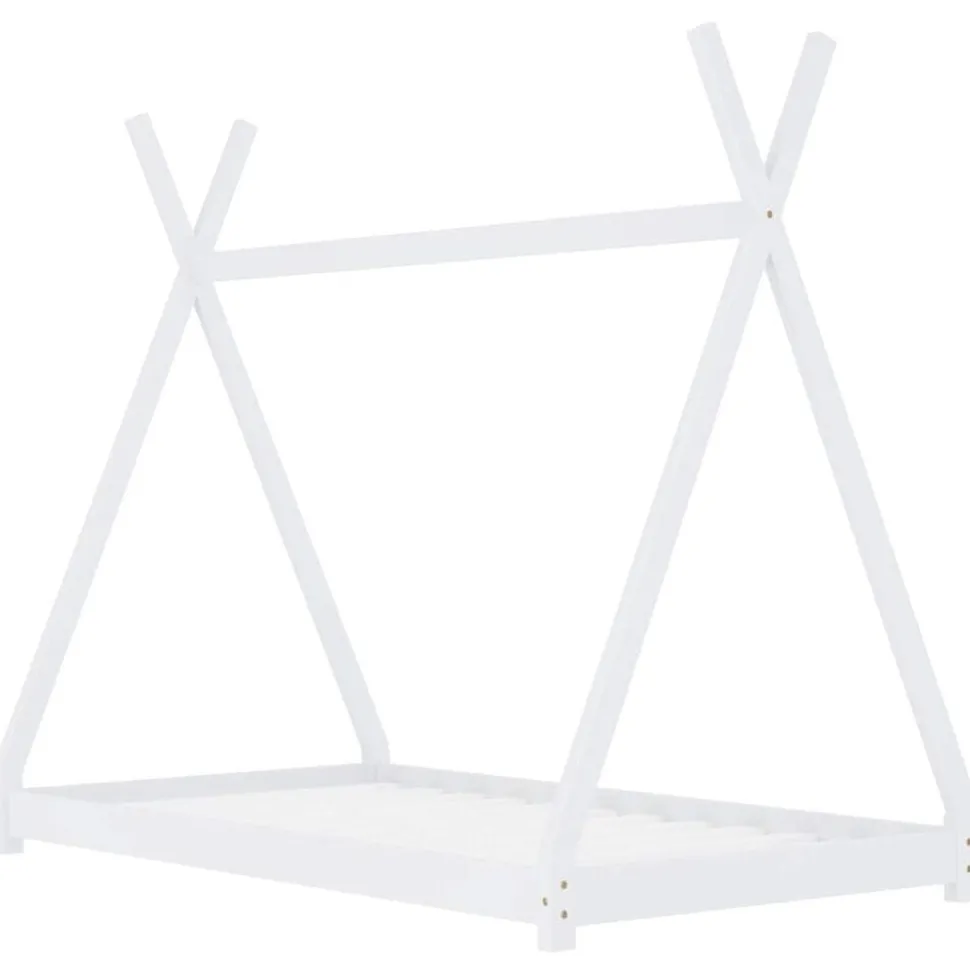 vidaXL Kinderbedframe massief grenenhout wit 70x140 cm