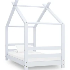 vidaXL Kinderbedframe massief grenenhout wit 70x140 cm