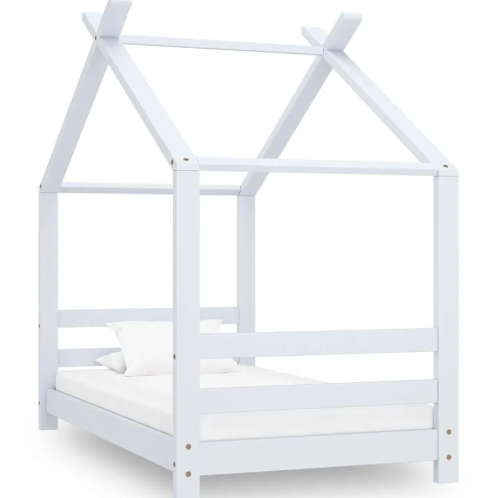 vidaXL Kinderbedframe massief grenenhout wit 70x140 cm