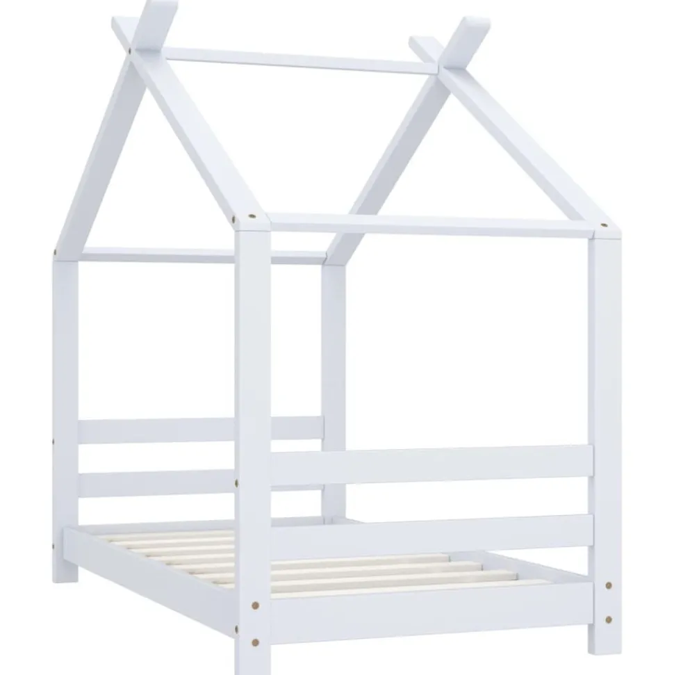 vidaXL Kinderbedframe massief grenenhout wit 70x140 cm
