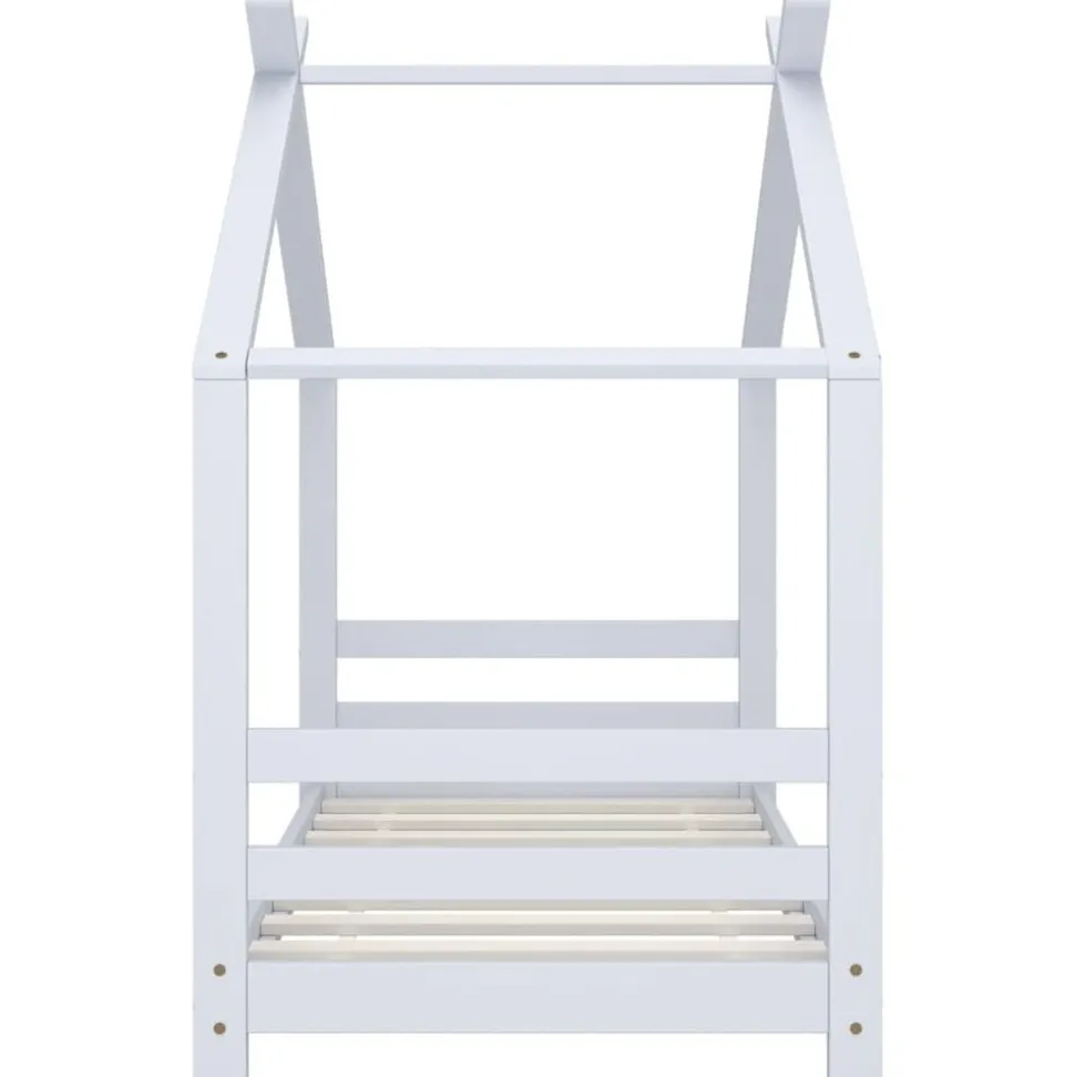 vidaXL Kinderbedframe massief grenenhout wit 70x140 cm