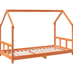 vidaXL Kinderbedframe massief grenenhout wasbruin 90x190 cm