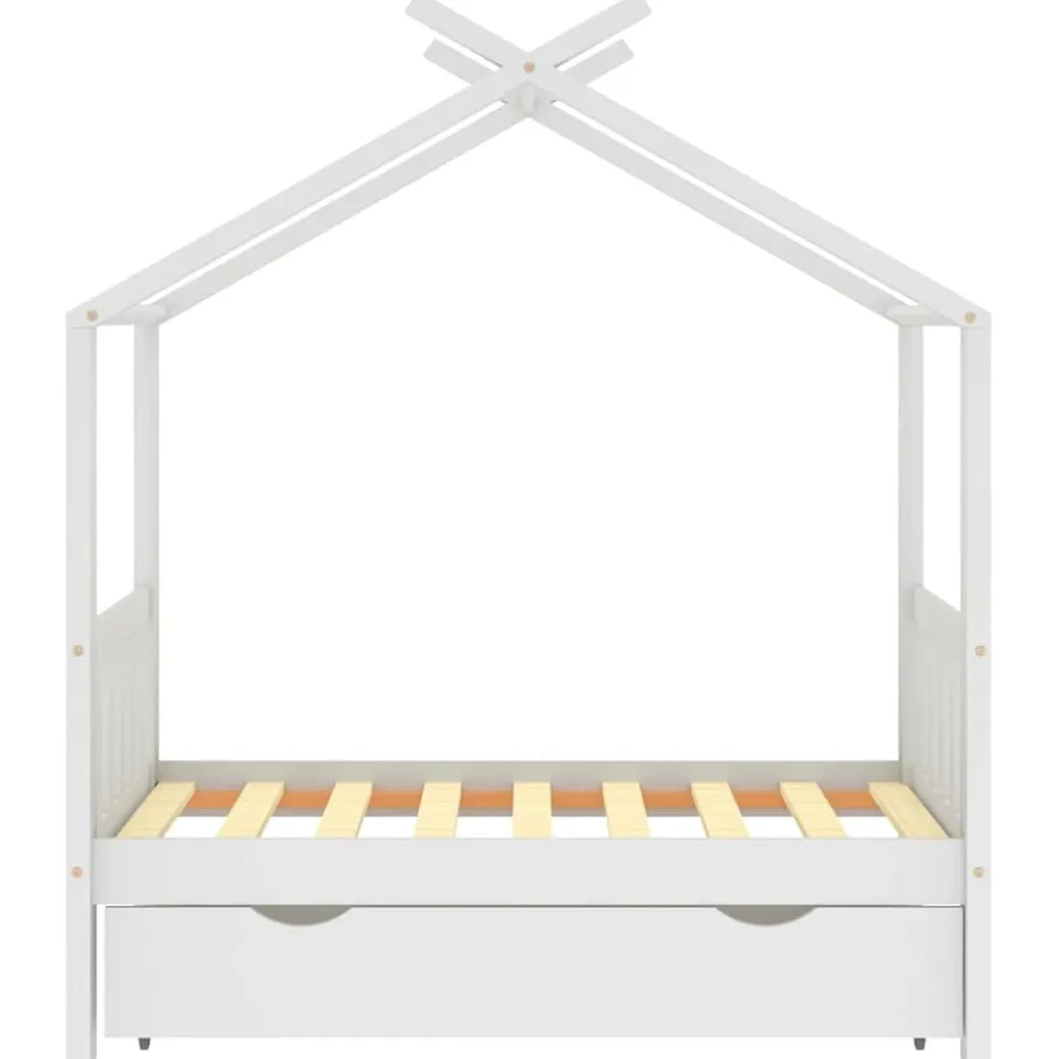 vidaXL Kinderbedframe met lade massief grenenhout 70x140 cm wit