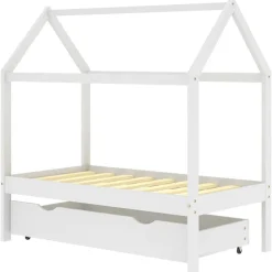 vidaXL Kinderbedframe met lade massief grenenhout 70x140 cm wit
