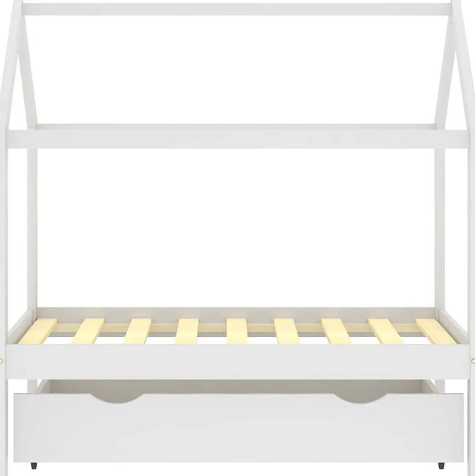 vidaXL Kinderbedframe met lade massief grenenhout 70x140 cm wit
