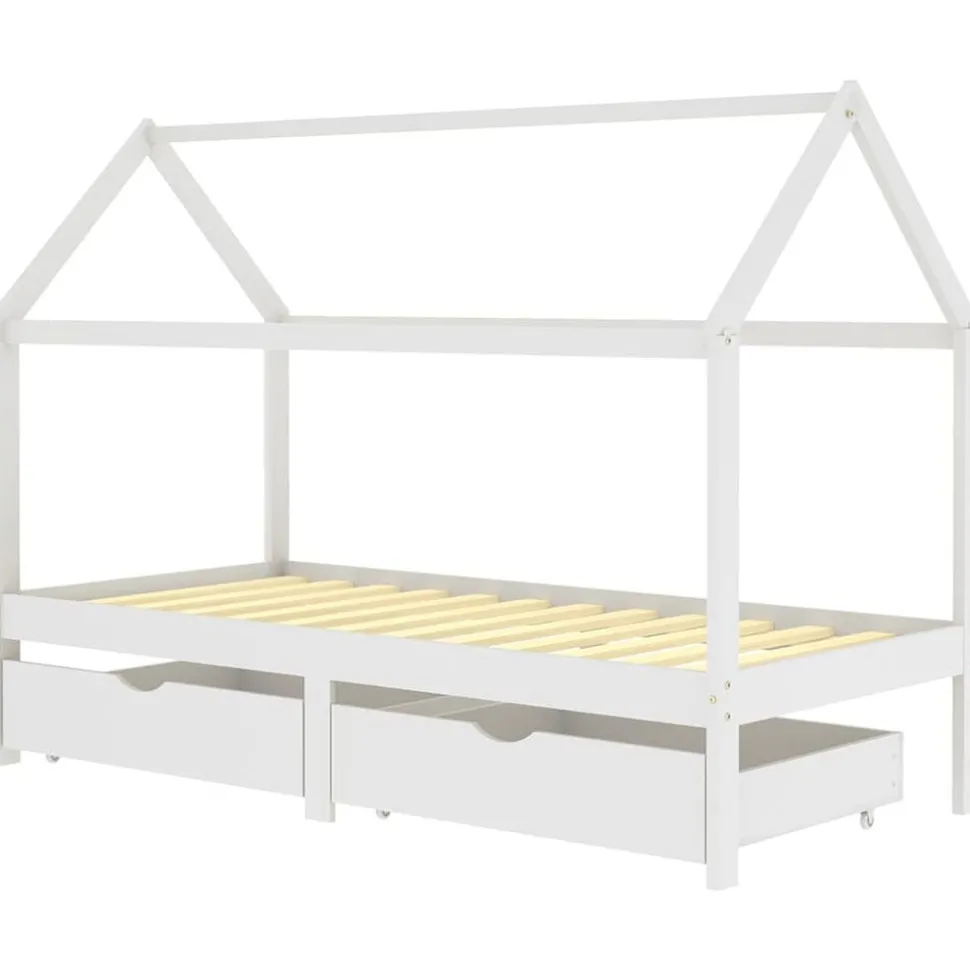 vidaXL Kinderbedframe met lades massief grenenhout 90x200 cm wit