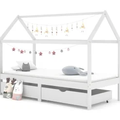 vidaXL Kinderbedframe met lades massief grenenhout 90x200 cm wit