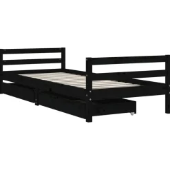 vidaXL Kinderbedframe met lades 80x200 cm massief grenenhout zwart