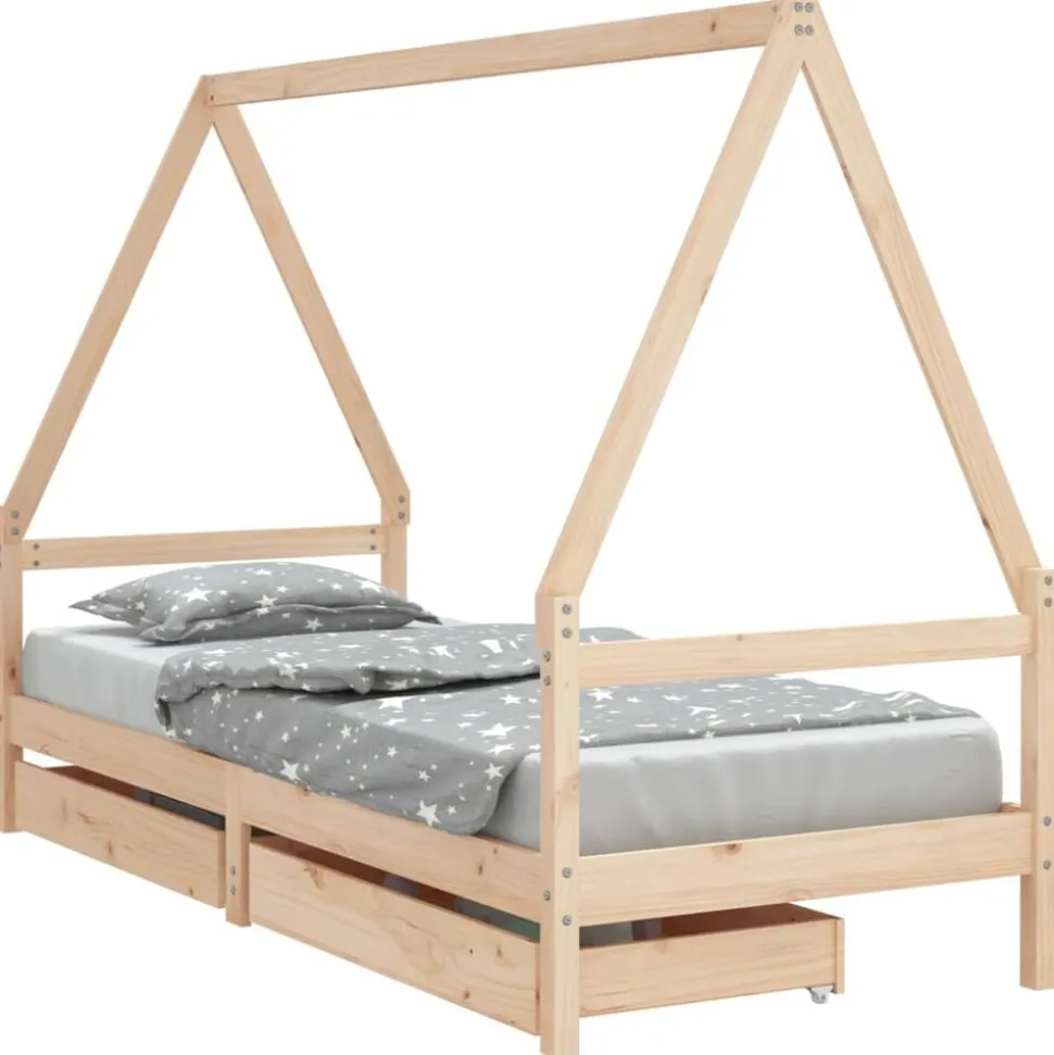 vidaXL Kinderbedframe met lades 80x200 cm massief grenenhout