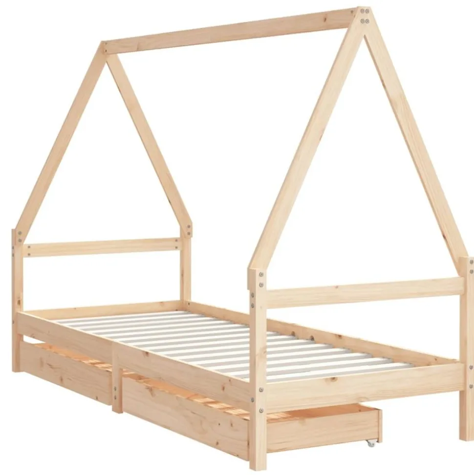 vidaXL Kinderbedframe met lades 80x200 cm massief grenenhout