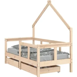 vidaXL Kinderbedframe met lades 70x140 cm massief grenenhout