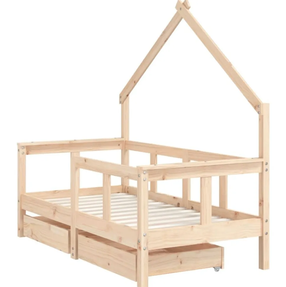 vidaXL Kinderbedframe met lades 70x140 cm massief grenenhout