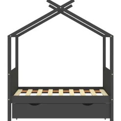 vidaXL Kinderbedframe met lade grenenhout donkergrijs 70x140 cm