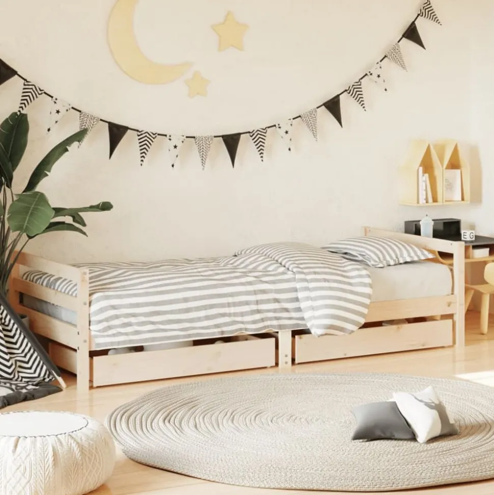 vidaXL Kinderbedframe met lades 80x200 cm massief grenenhout