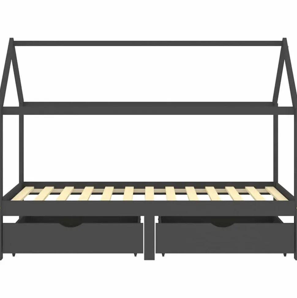 vidaXL Kinderbedframe met lades grenenhout donkergrijs 90x200 cm
