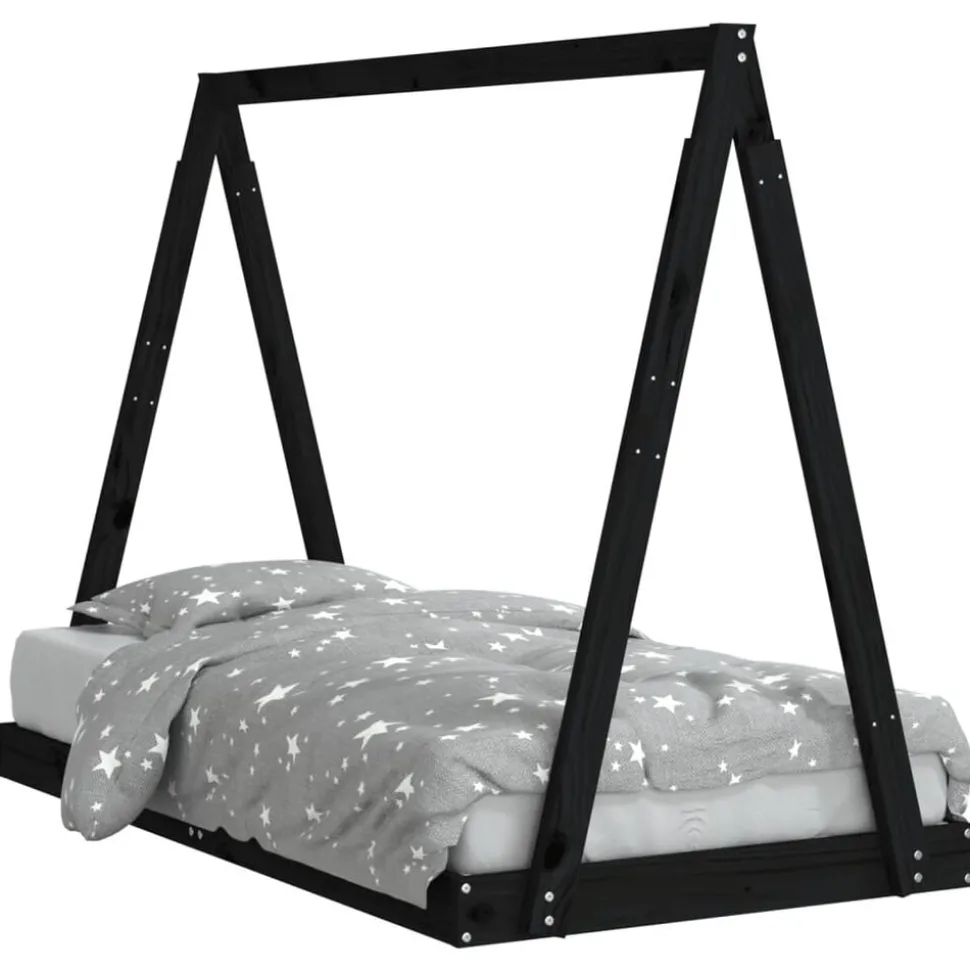 vidaXL Kinderbedframe 80x160 cm massief grenenhout zwart