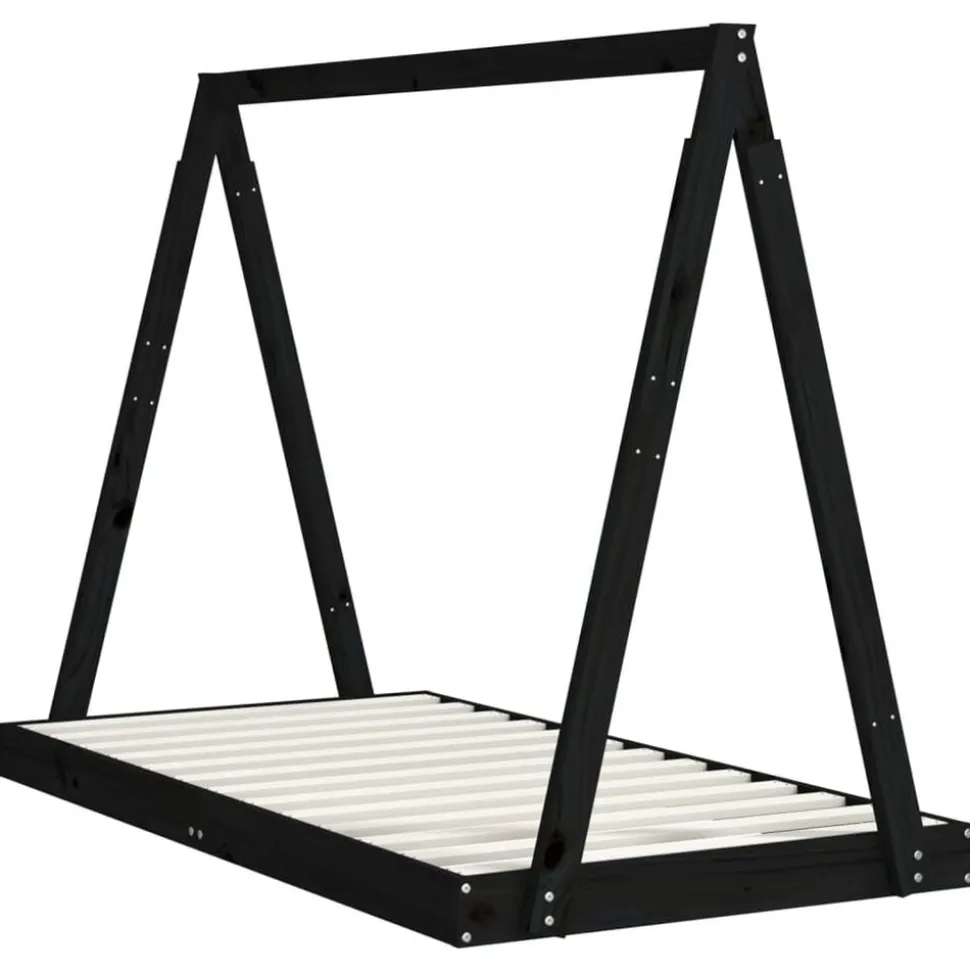 vidaXL Kinderbedframe 80x160 cm massief grenenhout zwart