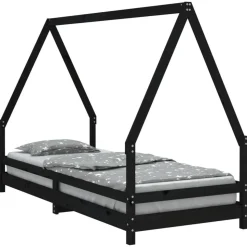 vidaXL Kinderbedframe 80x200 cm massief grenenhout zwart