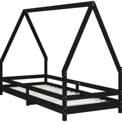 vidaXL Kinderbedframe 80x200 cm massief grenenhout zwart