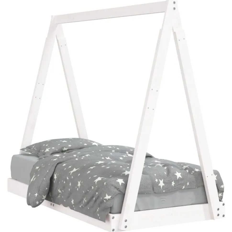 vidaXL Kinderbedframe 70x140 cm massief grenenhout wit