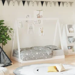 vidaXL Kinderbedframe 70x140 cm massief grenenhout wit