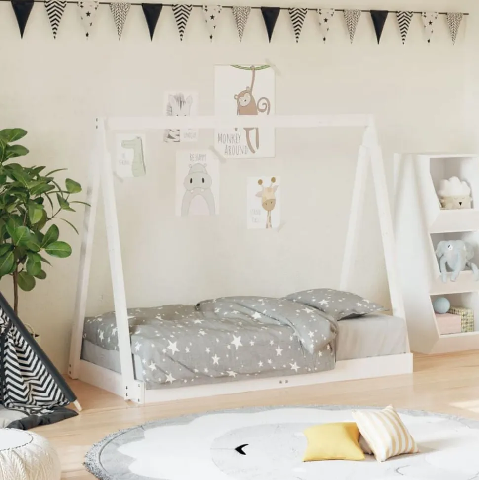 vidaXL Kinderbedframe 70x140 cm massief grenenhout wit