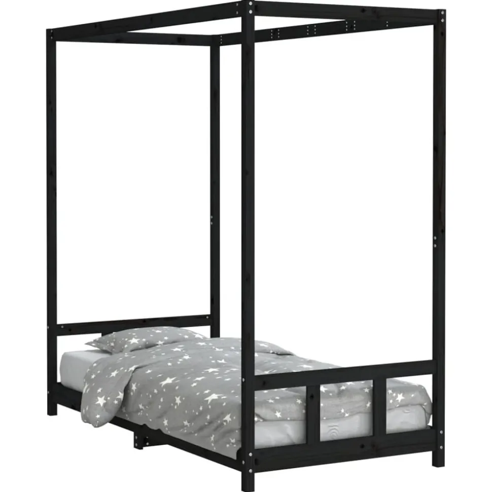 vidaXL Kinderbedframe 90x190 cm massief grenenhout zwart