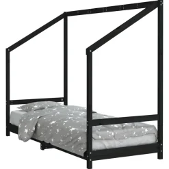 vidaXL Kinderbedframe 80x200 cm massief grenenhout zwart
