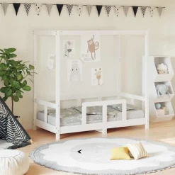 vidaXL Kinderbedframe 70x140 cm massief grenenhout wit