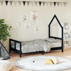 vidaXL Kinderbedframe 80x160 cm massief grenenhout zwart