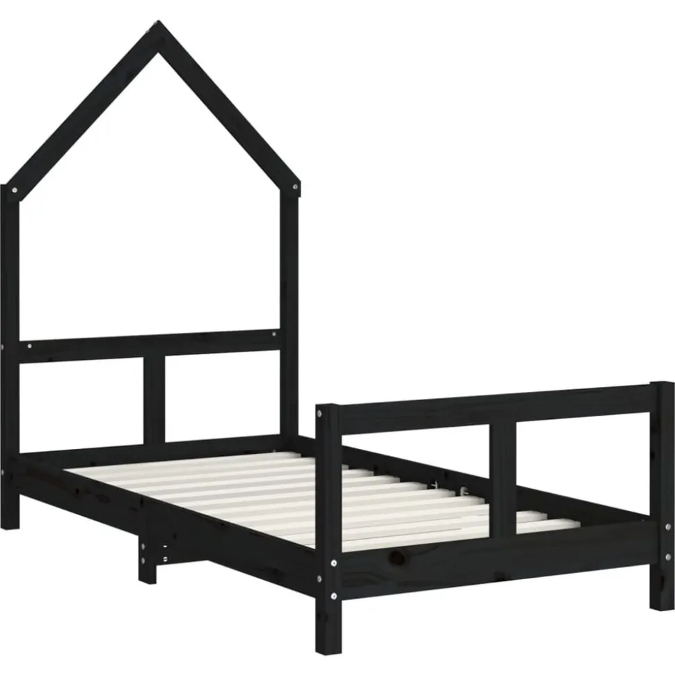 vidaXL Kinderbedframe 80x160 cm massief grenenhout zwart