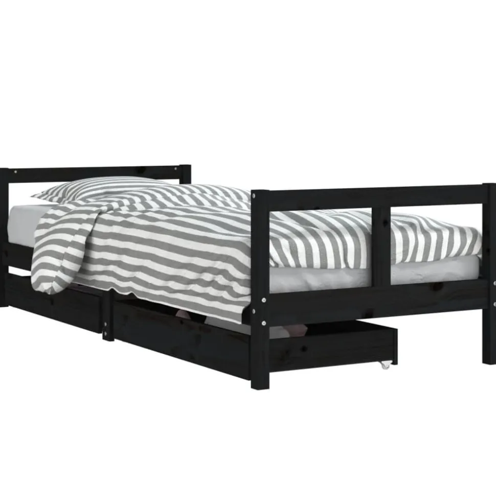 vidaXL Kinderbedframe 80x200 cm massief grenenhout zwart