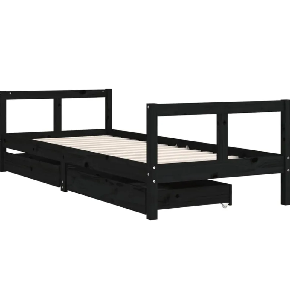 vidaXL Kinderbedframe 80x200 cm massief grenenhout zwart