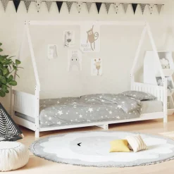 vidaXL Kinderbedframe 80x200 cm massief grenenhout wit