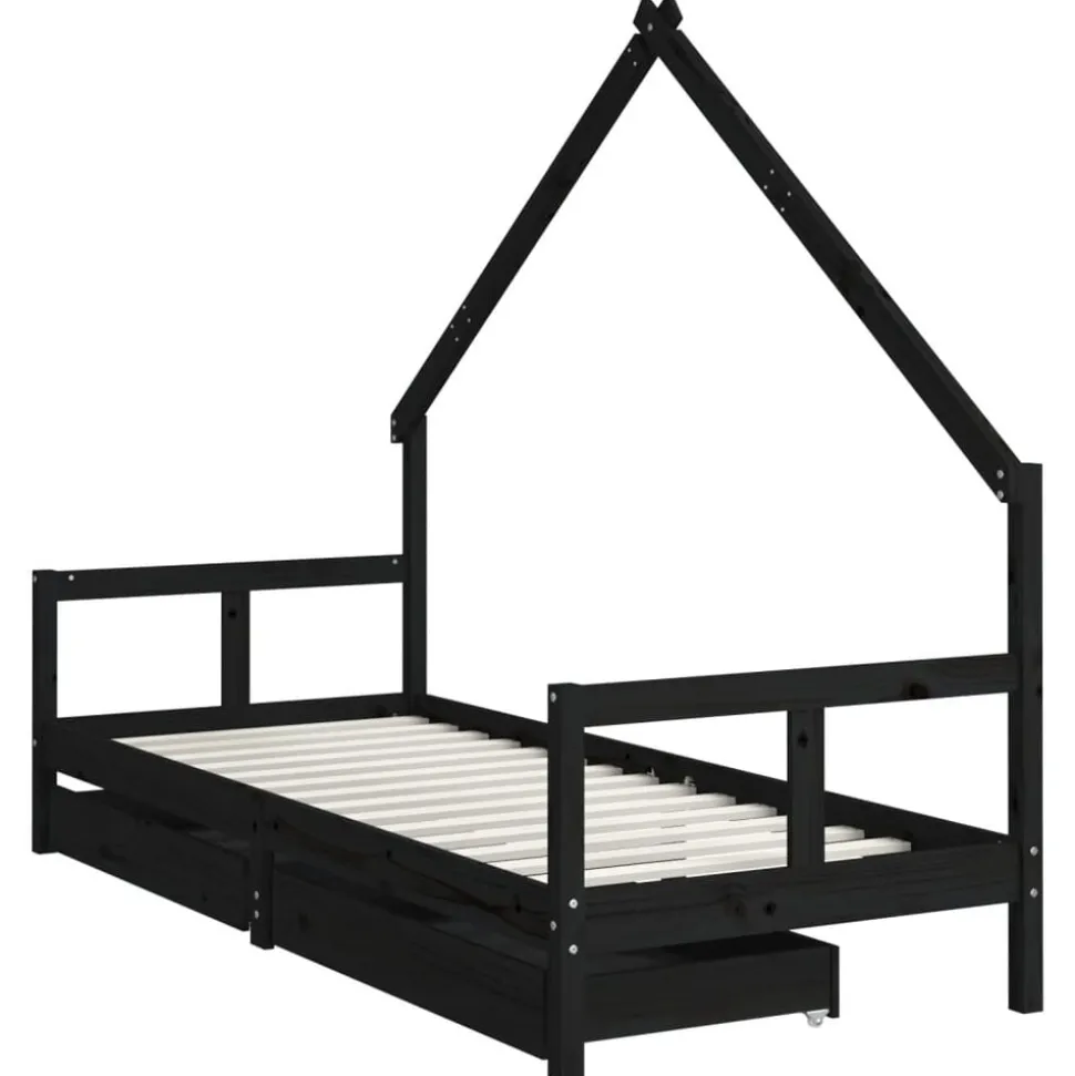 vidaXL Kinderbedframe 80x200 cm massief grenenhout zwart