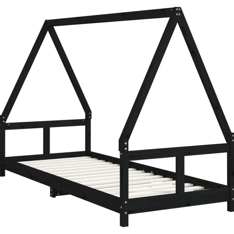 vidaXL Kinderbedframe 80x200 cm massief grenenhout zwart